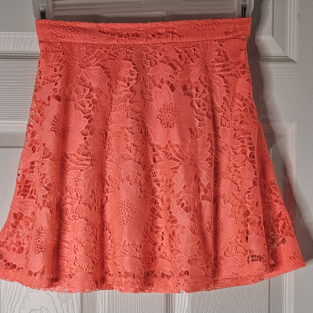 Derek Heart Chic Coral Lace Mini Skirt